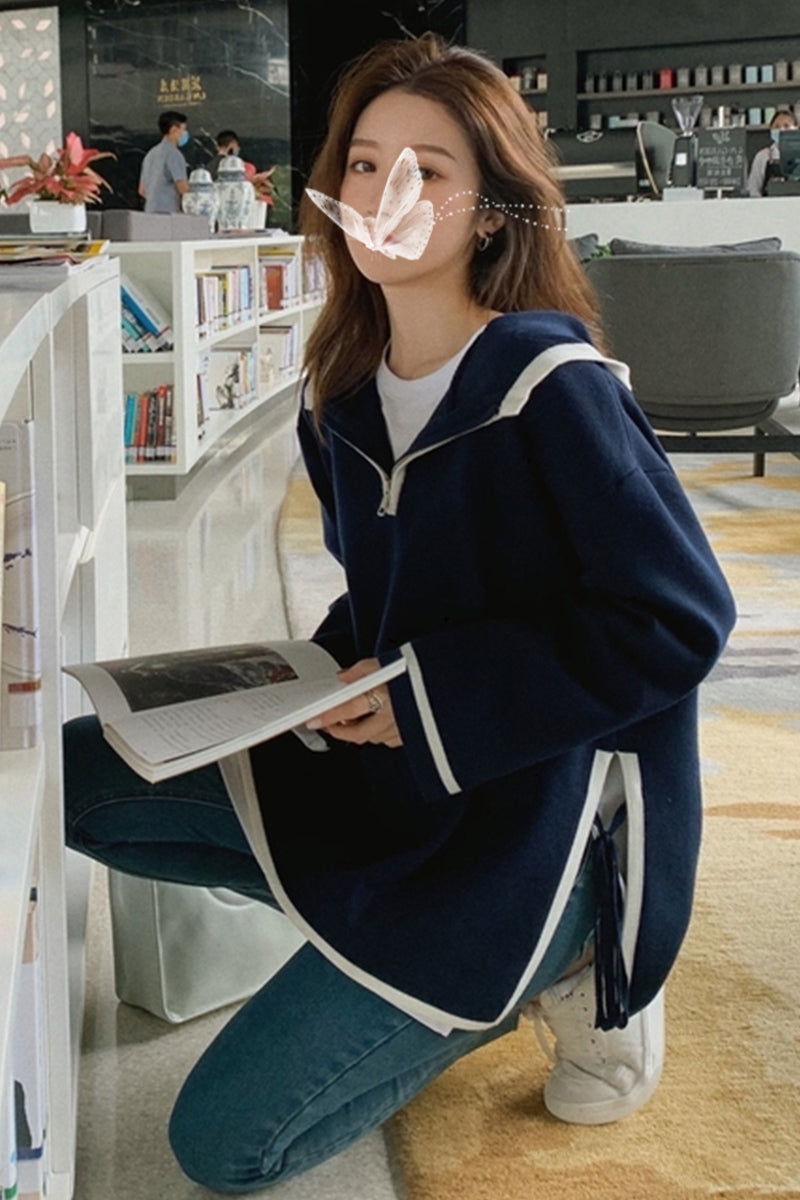 Chaqueta estilo jersey de estilo retro francés de longitud media