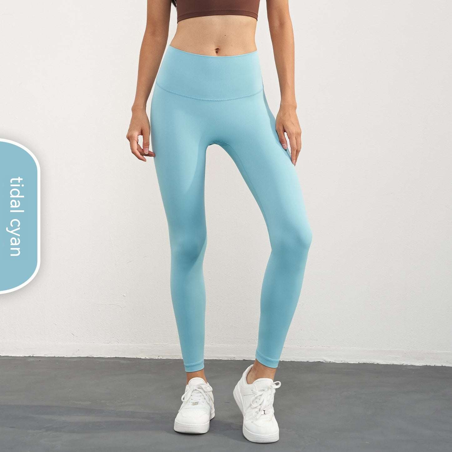 Pantalones de yoga ajustados con realce de cadera en color melocotón para mujer, de moda informal y de color puro